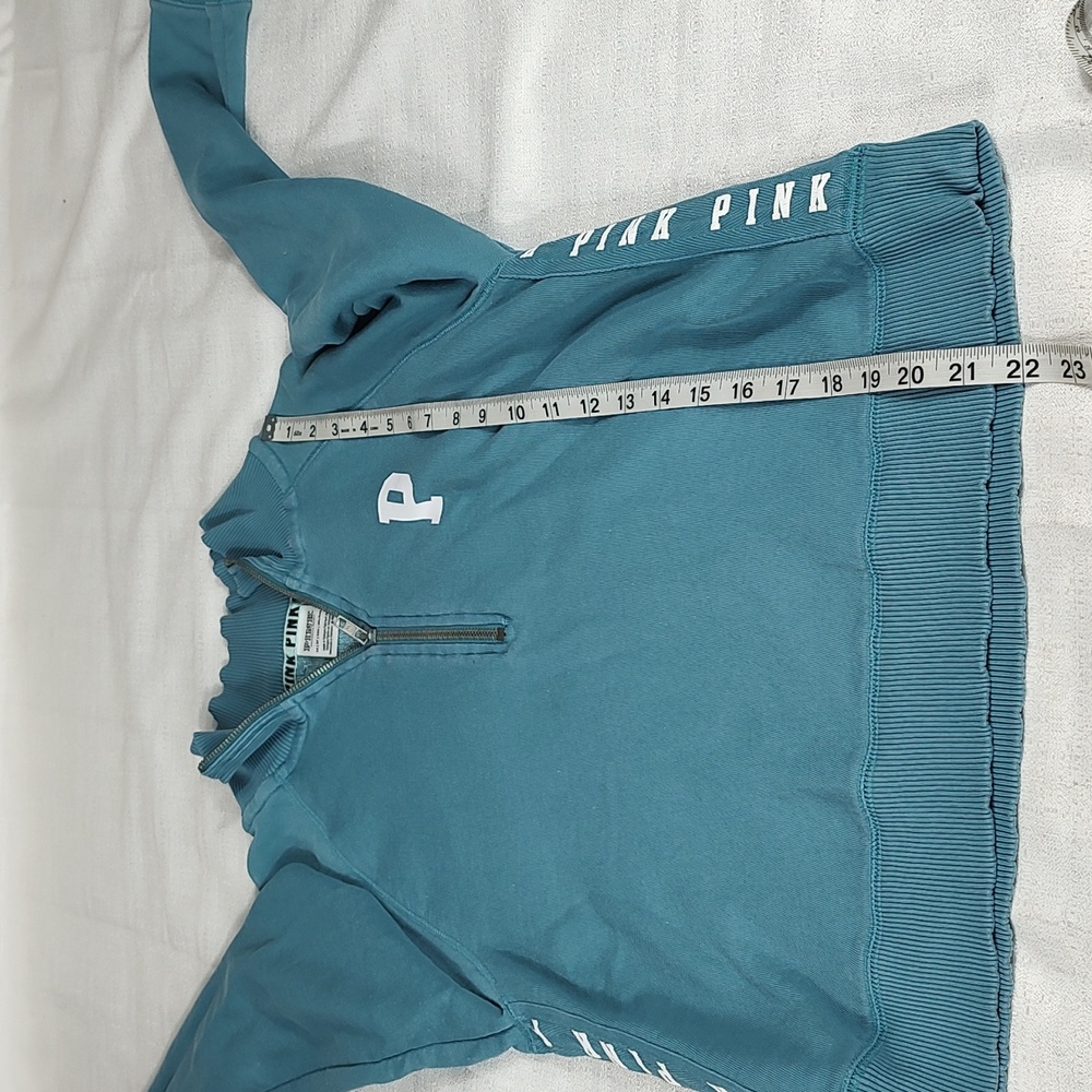 Pink Victoria Secret Long Sleeve Blue Turquoise 1/4 zip up Women Size X Small - Picture 6 of 11